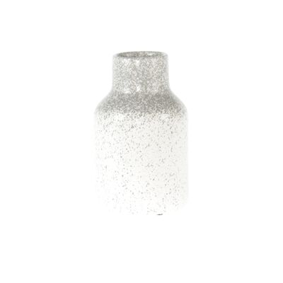Vaso in ceramica con punti, Ø 12 x 20 cm, bianco lucido, 821943