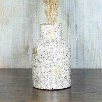 Vase en céramique à pois, Ø 12 x 20 cm, blanc brillant, 821967 2