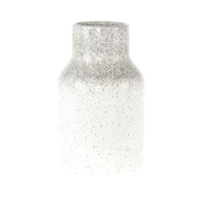 Jarrón de cerámica con lunares, Ø 16 x 27 cm, blanco brillante, 821981