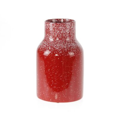 Vaso in ceramica con punti, Ø 16 x 27 cm, rosso lucido, 821974