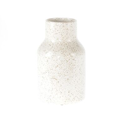 Vase en céramique à pois, Ø 16 x 27 cm, blanc brillant, 821998