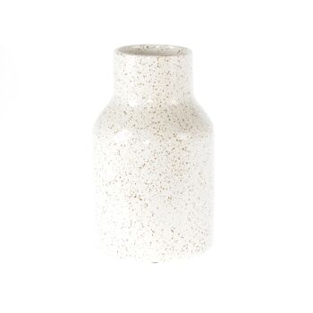 Vase en céramique à pois, Ø 16 x 27 cm, blanc brillant, 821998 1
