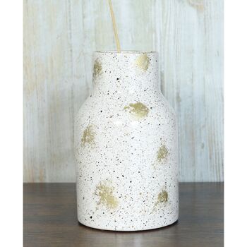 Vase en céramique à pois, Ø 16 x 27 cm, blanc brillant, 822001 2
