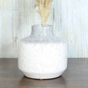 Vase en céramique à pois, Ø 18 x 18 cm, blanc brillant, 822025 2