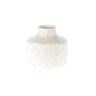 Jarrón de cerámica con lunares, Ø 18 x 18 cm, blanco brillante, 822032