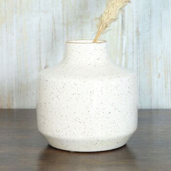 Vase en céramique à pois, Ø 18 x 18 cm, blanc brillant, 822032 2