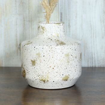 Vase en céramique à pois, Ø 20 x 21,5 cm, blanc brillant, 822087 2