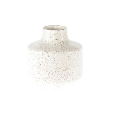 Vase en céramique à pois, Ø 20 x 21,5 cm, blanc brillant, 822070