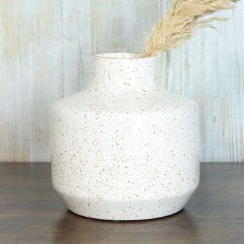Vase en céramique à pois, Ø 20 x 21,5 cm, blanc brillant, 822070 2