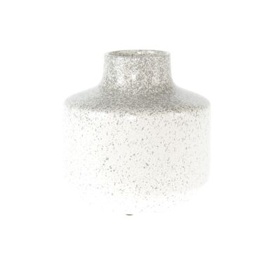 Jarrón de cerámica con lunares, Ø 20 x 21,5 cm, blanco brillante, 822063