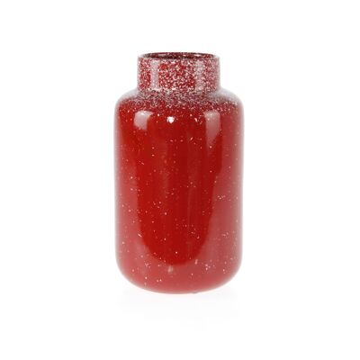 Keramik-Vase gepunktet, Ø 16 x 29 cm, rot glänzend, 822131