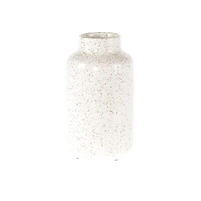 Vase en céramique à pois, Ø 13 x 24 cm, blanc brillant, 822117