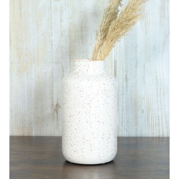 Vase en céramique à pois, Ø 13 x 24 cm, blanc brillant, 822117 2