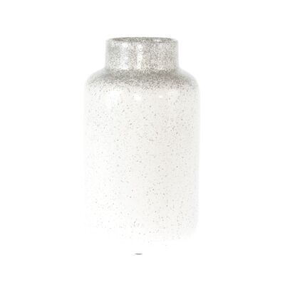 Vase en céramique à pois, Ø 16 x 29 cm, blanc brillant, 822148