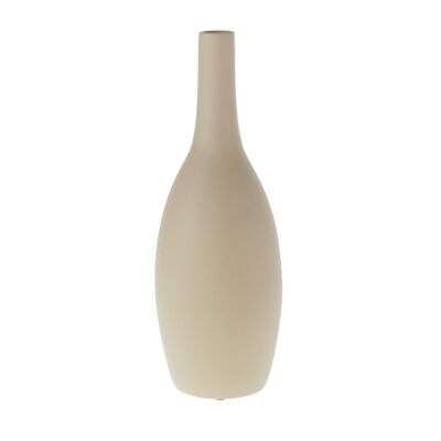 Vase en céramique forme bouteille, Ø 14 x 40 cm, marron mat, 822186