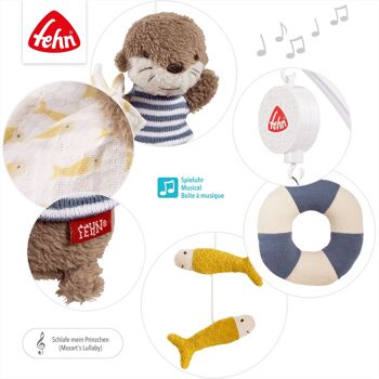 Music Mobile Otter – mobile à manivelle avec boîte à musique mélodie « La berceuse de Mozart » et personnages – avec fixation au lit pour bébés de 0 à 5 mois 4