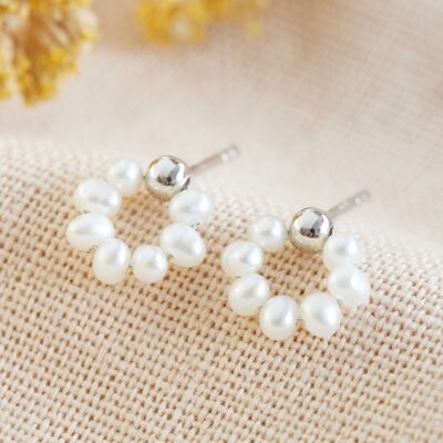 Sterling silver Beaded freshwater pearl tiny Bridesmaid earrings