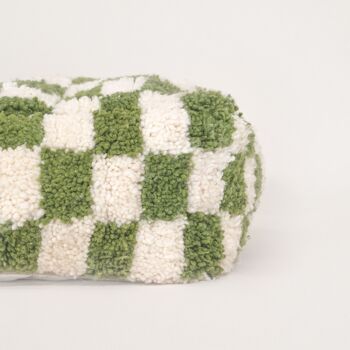 pouf damier vert et blanc en laine 60x60cm 2