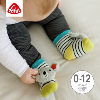 Chaussettes hochet Koala - chaussettes d'activité pour bébé pour saisir, cliqueter, donner des coups de pied et faire des bruits - jouets éducatifs pour bébés âgés de 0 à 12 mois 3