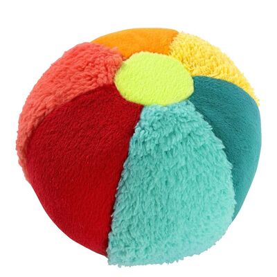 Balle à hochet colorée – balle jouet à saisir avec un mélange de matériaux et hochet pour lancer, saisir, rouler