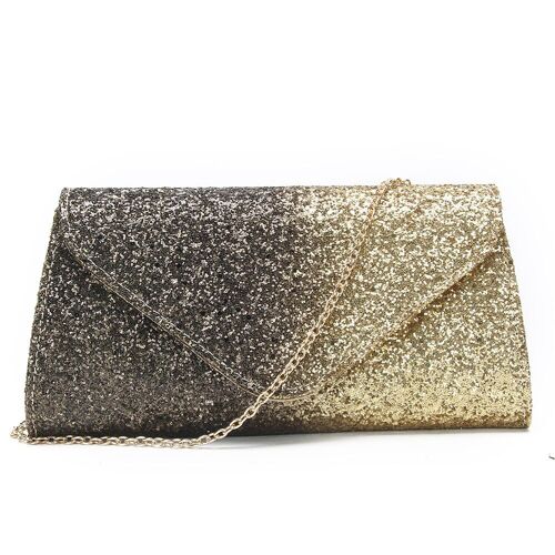 Aurelia Two Tone Gold Envelope Style Glitter Clutch Bag