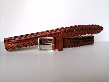 PACK de 10 ceintures AV TRZ-C2H. Ceinture Sport en Cuir Tressé Main, de couleur Cognac pour homme. Tailles S, M, L et XL.. 3