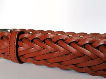 PACK de 10 ceintures AV TRZ-C2H. Ceinture Sport en Cuir Tressé Main, de couleur Cognac pour homme. Tailles S, M, L et XL.. 4