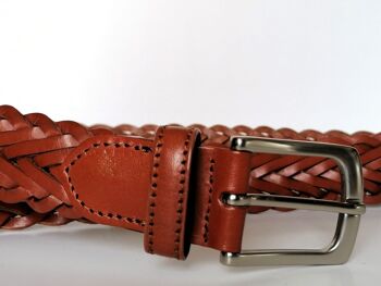 PACK de 10 ceintures AV TRZ-C2H. Ceinture Sport en Cuir Tressé Main, de couleur Cognac pour homme. Tailles S, M, L et XL.. 5