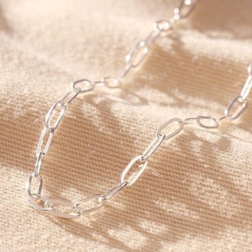 Silver Rectangle Chain Necklace