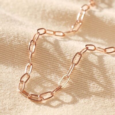 Collar de cadena rectangular de oro rosa