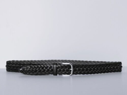 PACK de 10 cinturones AV TRZ-C1M. Cinturón Sport en Cuero Trenzado a mano, en color Negro para mujer. Tallas XS, S, M, y L