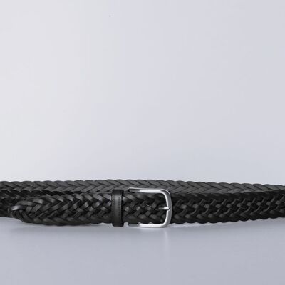 PACK de 10 ceintures AV TRZ-C1M. Ceinture sport en cuir tressé à la main, de couleur noire pour femme. Tailles XS, S, M et L