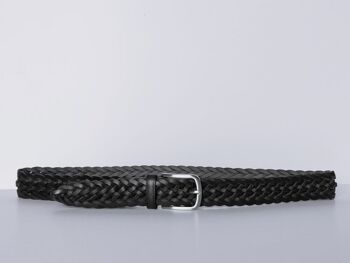PACK de 10 ceintures AV TRZ-C1M. Ceinture sport en cuir tressé à la main, de couleur noire pour femme. Tailles XS, S, M et L 1