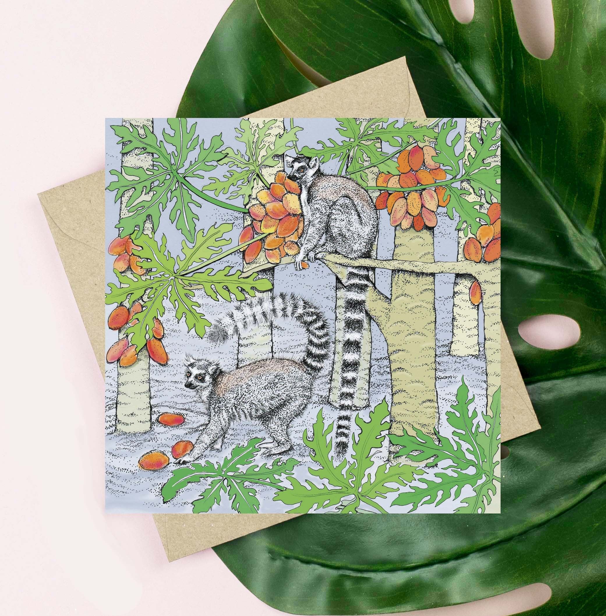 Ring-Tailed Lemurs Greeting Card