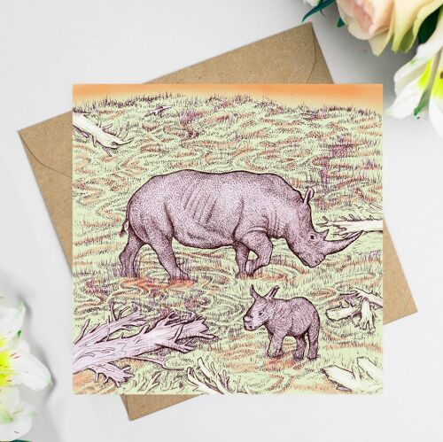 Rhinos in the Wild Greeting Card