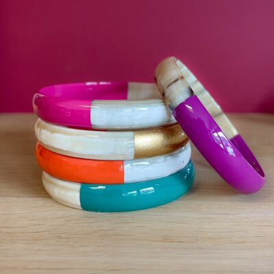 10mm/CLÁSICO | Brazalete de cuerno de búfalo, sección redonda 10 mm, lacado en 1 color