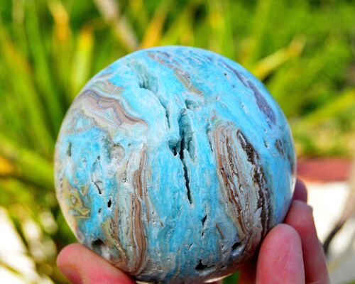 Blue Aragonite Crystal Sphere (70mm - 90mm)
