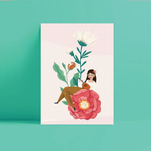 carte poétique musique et fleur