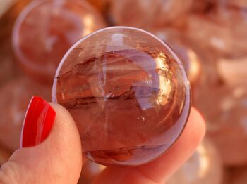 Lot de 1 kg de sphère de quartz de feu (13-15 pièces) – Boule de quartz hématoïde (25 mm – 40 mm) 5