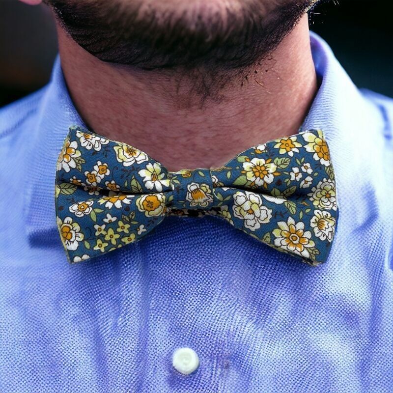 Papillon Liberty blu denim per papà e bambino 100% cotone