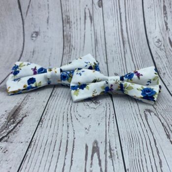 Nœud Papillon Coton pour Papa & Enfant Liberty Blanc et Bleu 3