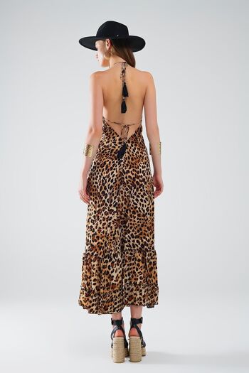 robe bohème longue à imprimé léopard et dos ouvert 4