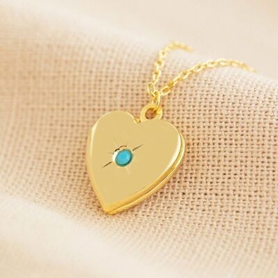 Gold December Heart Locket necklace