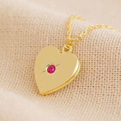 Collar Locket de corazón de julio de oro