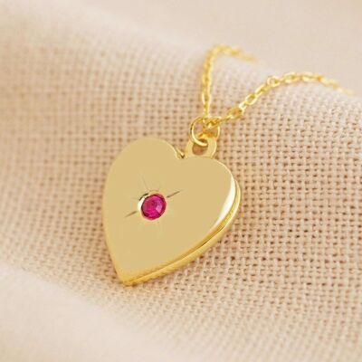 Gold July Heart Locket necklace