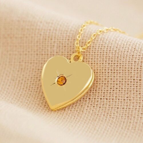 Gold November Heart Locket necklace