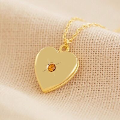 Gold November Heart Locket necklace