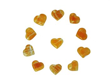 Lot de 10 cœurs en cristal de calcite orange (30 mm – 35 mm) 2