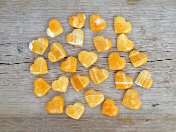 Lot de 10 cœurs en cristal de calcite orange (30 mm – 35 mm) 3