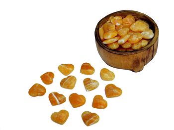 Lot de 10 cœurs en cristal de calcite orange (30 mm – 35 mm) 5